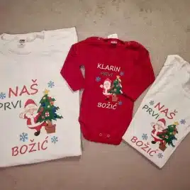 Personalizirani božićni komplet majice i bodyja za obitelji