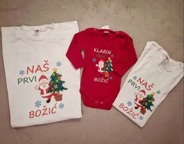 Personalizirani božićni komplet majice i bodyja za obitelji